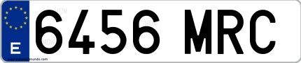 Ejemplo de matrícula española 6456 MRC