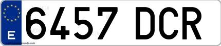 Ejemplo de matrícula española 6457 DCR
