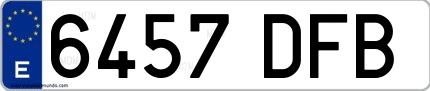 Ejemplo de matrícula española 6457 DFB