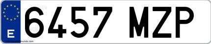 Ejemplo de matrícula española 6457 MZP