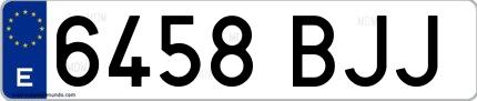 Ejemplo de matrícula española 6458 BJJ