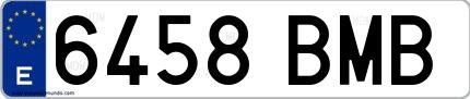 Ejemplo de matrícula española 6458 BMB