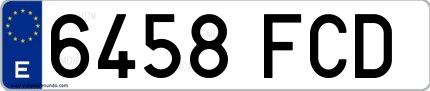Ejemplo de matrícula española 6458 FCD