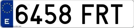 Ejemplo de matrícula española 6458 FRT