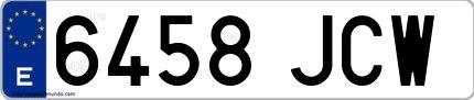 Ejemplo de matrícula española 6458 JCW