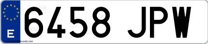 Ejemplo de matrícula española 6458 JPW