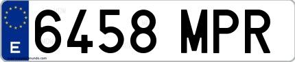 Ejemplo de matrícula española 6458 MPR