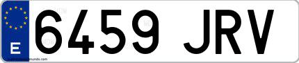 Ejemplo de matrícula española 6459 JRV