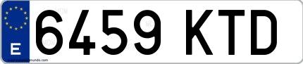 Ejemplo de matrícula española 6459 KTD