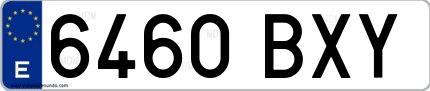 Ejemplo de matrícula española 6460 BXY