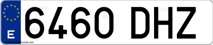 Ejemplo de matrícula de coche ordinaria 6460 DHZ