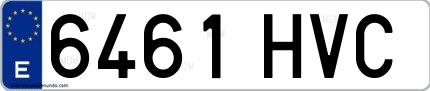 Ejemplo de matrícula española 6461 HVC