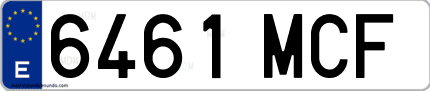Ejemplo de matrícula de coche ordinaria 6461 MCF