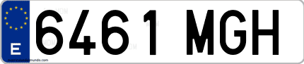 Ejemplo de matrícula de coche ordinaria 6461 MGH