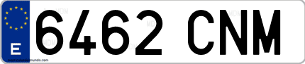 Ejemplo de matrícula de coche ordinaria 6462 CNM