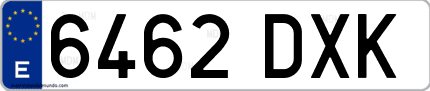 Ejemplo de matrícula de coche ordinaria 6462 DXK