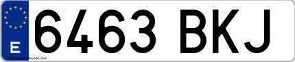 Ejemplo de matrícula española 6463 BKJ