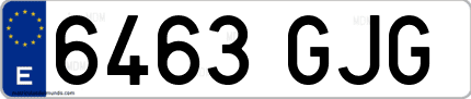 Ejemplo de matrícula de coche ordinaria 6463 GJG