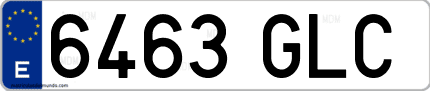 Ejemplo de matrícula de coche ordinaria 6463 GLC