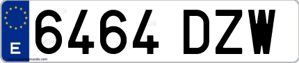 Ejemplo de matrícula de coche ordinaria 6464 DZW