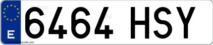 Ejemplo de matrícula española 6464 HSY