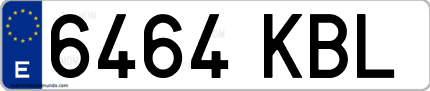 Ejemplo de matrícula de coche ordinaria 6464 KBL