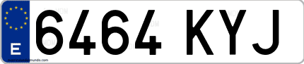 Ejemplo de matrícula de coche ordinaria 6464 KYJ