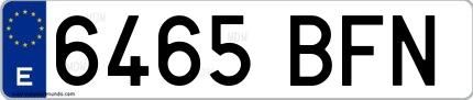 Ejemplo de matrícula española 6465 BFN