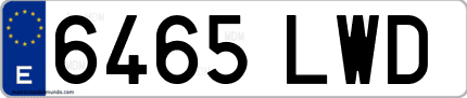 Ejemplo de matrícula de coche ordinaria 6465 LWD