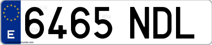 Ejemplo de matrícula de coche ordinaria 6465 NDL