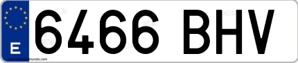 Ejemplo de matrícula de coche ordinaria 6466 BHV