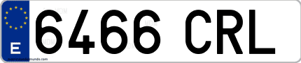 Ejemplo de matrícula de coche ordinaria 6466 CRL