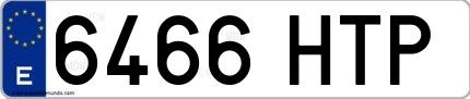 Ejemplo de matrícula española 6466 HTP