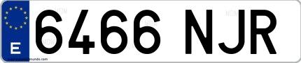 Ejemplo de matrícula española 6466 NJR