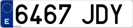 Ejemplo de matrícula española 6467 JDY