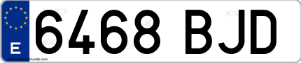 Ejemplo de matrícula de coche ordinaria 6468 BJD