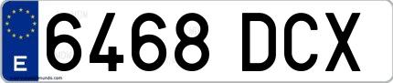 Ejemplo de matrícula española 6468 DCX