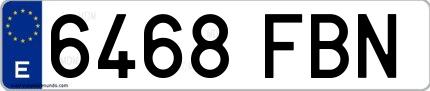 Ejemplo de matrícula española 6468 FBN