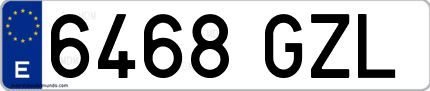 Ejemplo de matrícula de coche ordinaria 6468 GZL