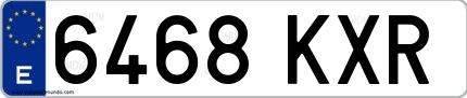 Ejemplo de matrícula de coche ordinaria 6468 KXR