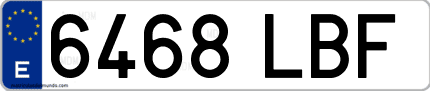 Ejemplo de matrícula de coche ordinaria 6468 LBF