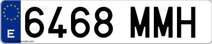 Ejemplo de matrícula española 6468 MMH