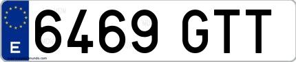 Ejemplo de matrícula española 6469 GTT