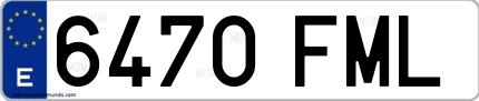 Ejemplo de matrícula española 6470 FML