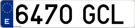 Ejemplo de matrícula de coche ordinaria 6470 GCL