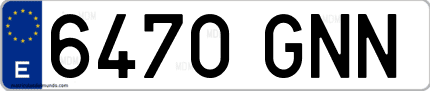 Ejemplo de matrícula de coche ordinaria 6470 GNN