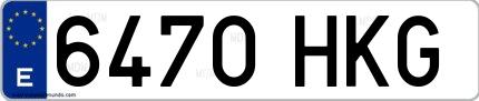 Ejemplo de matrícula española 6470 HKG