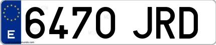 Ejemplo de matrícula de coche ordinaria 6470 JRD