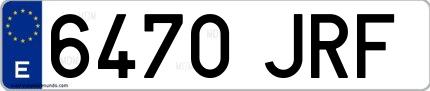 Ejemplo de matrícula española 6470 JRF