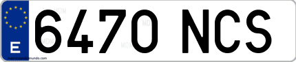 Ejemplo de matrícula de coche ordinaria 6470 NCS